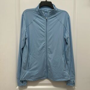 Amazon essentials size large, blue zip up athletic jacket